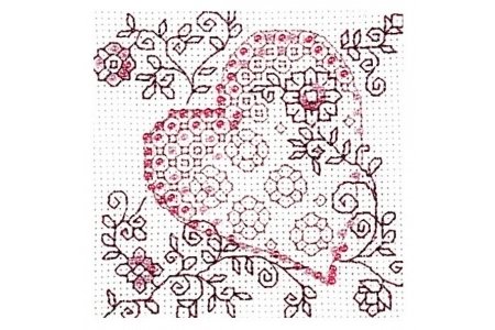 Набор для вышивания крестом Риолис Нежное сердце, 10*10см, 1цвет мулине, 2вида бисера, 2цвета металлизированной нити
