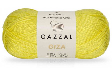 Пряжа Gazzal Giza лимонный (2483), 100%мерсеризованный хлопок, 125м, 50г