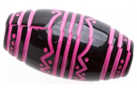 Бусина пластиковая АСТРА овальная с орнаментом, черно-фиолетовый(007), 20*10мм