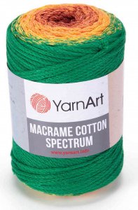 Пряжа YarnArt Macrame cotton spectrum зеленый-оранжевый-теракот (1308), 85%хлопок/15%полиэстер, 225м, 250г