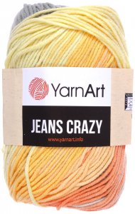 Пряжа YarnArt Jeans CRAZY желтый-оранжевый-серый батик (8210), 55%хлопок/45%акрил, 160м, 50г