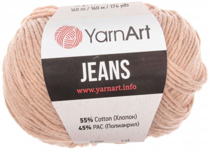 Пряжа YarnArt Jeans светло бежевый (87), 55%хлопок/45%акрил, 160м, 50г