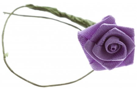 Цветок из ткани на проволоке Атласная роза, пурпурный, 12мм