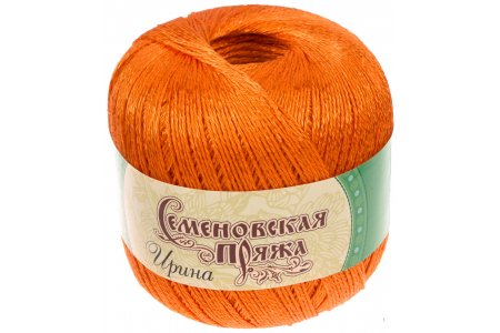 Пряжа Семеновская Irina ярко-оранжевый (655), 66%хлопок мерсеризованный/34%вискоза, 334м, 100г