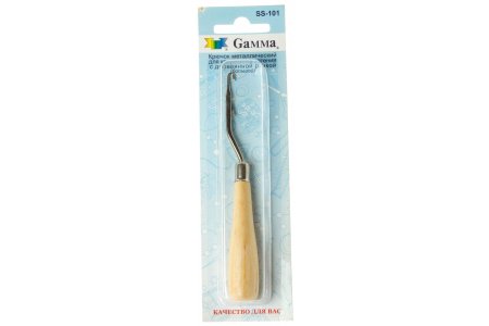 Крючок GAMMA для коврового плетения, металлический, с деревянной ручкой