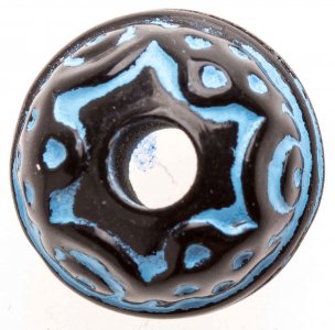 Бусина пластиковая АСТРА круглая с орнаментом, сине-черный(006), 14мм