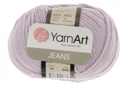 Пряжа YarnArt Jeans светло-сиреневый (19), 55%хлопок/45%акрил, 160м, 50г