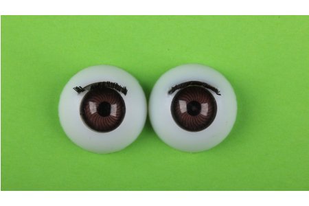 Глаза для кукол пластиковые круглые с ресничками, коричневый, 18мм, 1пара