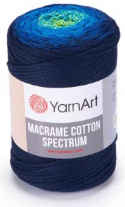 Пряжа YarnArt Macrame cotton spectrum темно синий-василек-бирюза-желтый (1323), 85%хлопок/15%полиэстер, 225м, 250г