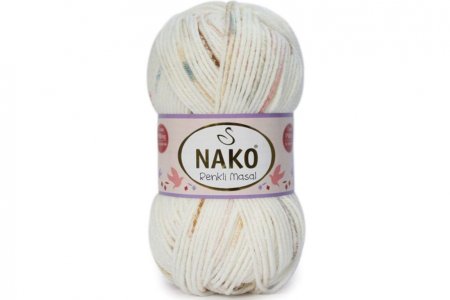 Пряжа Nako Masal Renkli белый-розовый-коричневый (32108), 100%акрил, 165м, 100г