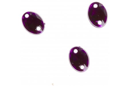Стразы пришивные АСТРА, акрил, овальные, темно-пурпур(22), 6*8мм, 1шт