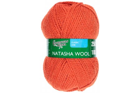 Пряжа Семеновская Natasha Wool (Наташа ЧШ) морковный (670), 95%шерсть/5%акрил, 250м, 100г
