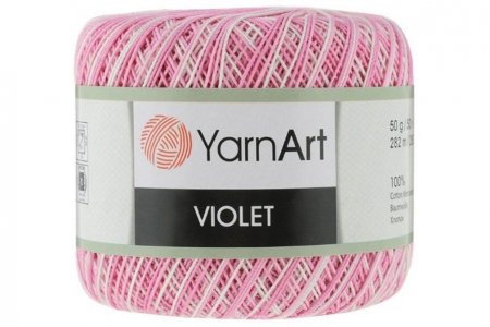 Пряжа YarnArt Violet Melange розово-белый (5338), 100%мерсеризованный хлопок, 282м, 50г