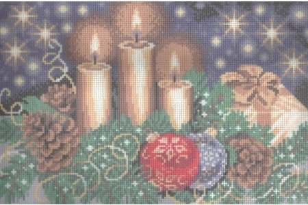 Набор для вышивания крестом Искусница Золотые свечи, с нанесенным рисунком, 25*37см