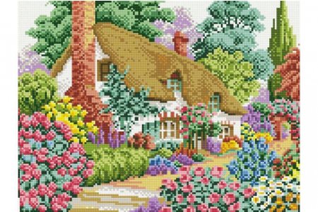 Мозаичная картина БЕЛОСНЕЖКА на раме Дом в саду, 30*40см