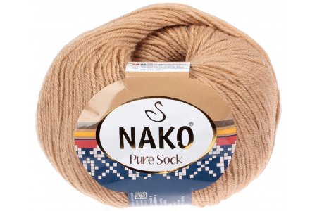 Пряжа Nako Pure wool sock песочный (858), 70%шерсть/30%полиамид, 200м, 50г