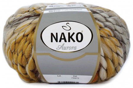 Пряжа Nako Aurora суровый-желтый (75969), 75%акрил/15%шерсть/10%альпака, 60м, 150г