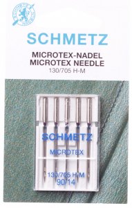 Иглы для швейных машин SCHMETZ MICROTEX, для шелка и микрофазы, №90,5шт