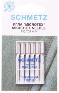 Иглы для швейных машин SCHMETZ MICROTEX, для шелка и микрофазы, №70,5шт