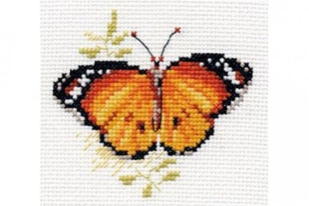 Набор для вышивания крестом АЛИСА Яркие бабочки. Оранжевая, 9*8см