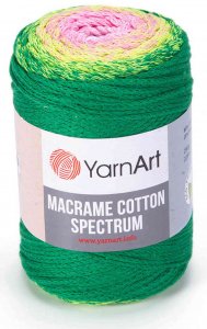Пряжа YarnArt Macrame cotton spectrum зеленый-желтый-розовый (1309), 85%хлопок/15%полиэстер, 225м, 250г