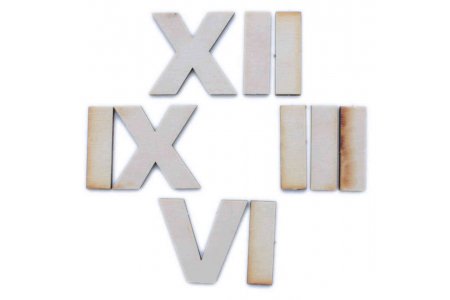 Комплект римских цифр-6 для часов, деревянный (12,9,6,3), 40*40*3мм