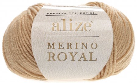 Пряжа Alize Merino royal песочный (256), 100%шерсть, 100м, 50г