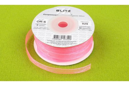 Лента капроновая BLITZ ярко-розовый(029), 6 мм, 1м