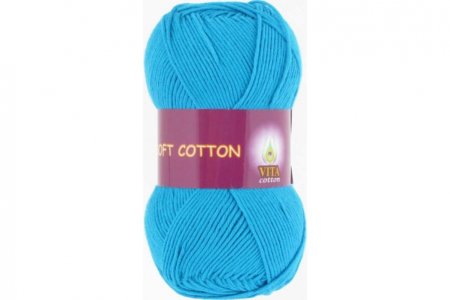 РАСПРОДАЖА Пряжа 100% хлопок Soft Cotton VITA cotton голубая бирюза (1823), 175м, 50г