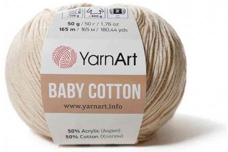 Пряжа YarnArt Baby cotton розовая пудра (404), 50%хлопок/50%акрил, 165м, 50г