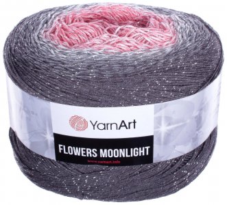 Пряжа YarnArt Flowers Moonlight серый-белый-коралл-т.роза (3279), 53%хлопок/43%акрил/4%металлик, 1000м, 260г