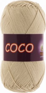 Пряжа Vita cotton Coco светло-бежевый (3889), 100%мерсеризованный хлопок, 240м, 50г