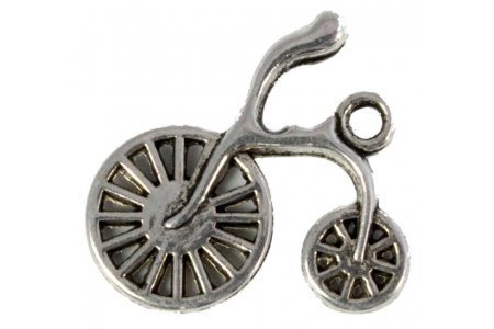 Подвеска металлическая, Велосипед 1, с колечком, античное серебро, 25*26*4мм
