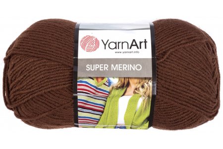 Пряжа Yarnart Super Merino коричневый (1182), 75%акрил/25%шерсть, 300м, 100г