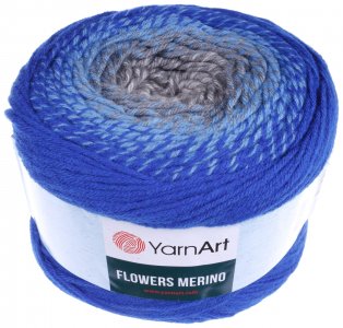 Пряжа Yarnart Flowers Merino синий-голубой-серый (534), 25%шерсть/75%акрил, 590м, 225г