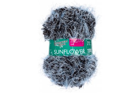 Пряжа Семеновская Sunflower черно-голубой, 50%полиэстер/50%капрон, 77м, 100г