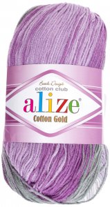 Пряжа Alize Cotton Gold Batik светло-серый-сиренево-зеленый (4149), 45%акрил/55%хлопок, 330м, 100г