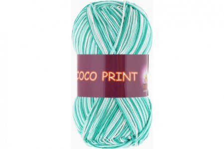 Пряжа Vita cotton Coco Print зеленая бирюза/меланж (4675), 100%мерсеризованный хлопок, 240м, 50г