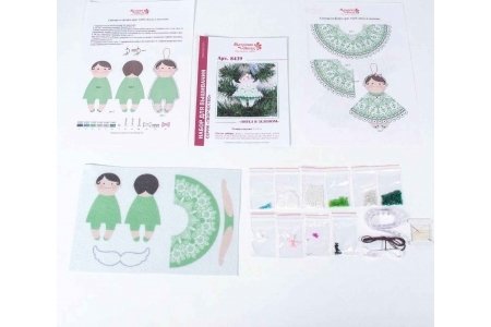 Набор для шитья и вышивания Матренин посад игрушка Ангел в зеленом, 11*11см