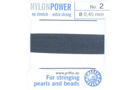 Нить нейлоновая GRIFFIN Nylon Power, на картоне, игла, черный, толщина 0,45мм, 2м