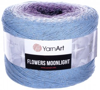 Пряжа YarnArt Flowers Moonlight голубой-белый-сиреневый-фиолет (3264), 53%хлопок/43%акрил/4%металлик, 1000м, 260г