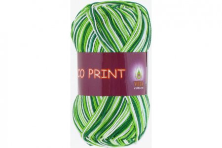 Пряжа Vita cotton Coco Print зеленый/меланж (4653), 100%мерсеризованный хлопок, 240м, 50г