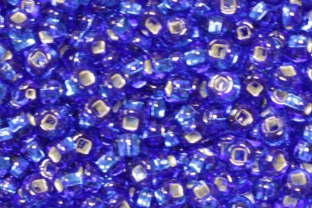Бисер чешский круглый PRECIOSA 5/0 прозрачный/с серебристой серединкой синий (67300), 50г