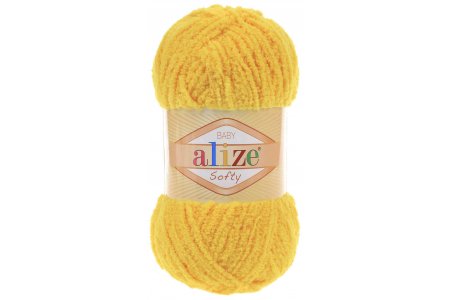 Пряжа Alize Softy жёлтый (216), 100%микрополиэстер, 115м, 50г