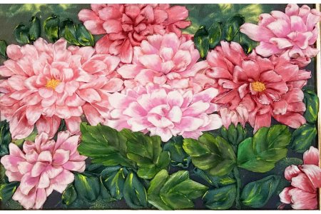 Набор для вышивания лентами KAROLINKA Розовые хризантемы, 18*24,5см