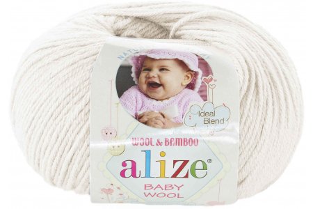 Пряжа Alize Baby Wool кремовый (62), 40%шерсть/20%бамбук/40%акрил, 175м, 50г