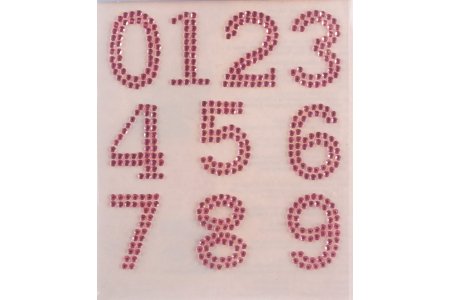 Стразы самоклеющиеся GLOREX, Цифры (0-9), 25мм, розовый