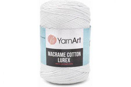 Пряжа YarnArt Macrame cotton lurex белый-радуга (721), 75%хлопок/13%полиэстер/12%металлик, 205м, 250г