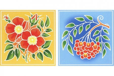 Набор для росписи по ткани Batik Art Цветы шиповника и мак, 20*20см