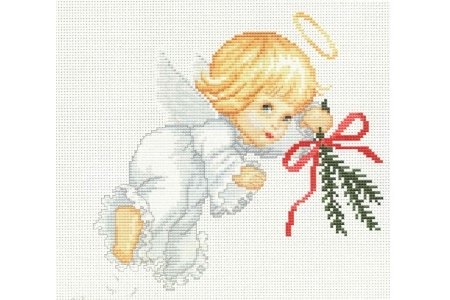 Набор для вышивания крестом Luca-s Ангелок с еловой веткой, 19*18см